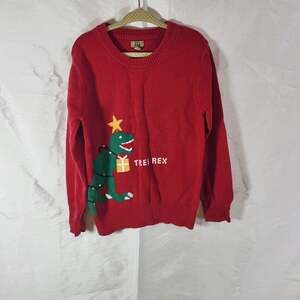 Maximus Rex Boys Red Tree Rex Dinosaur Ugly Christmas Sweater Size 6